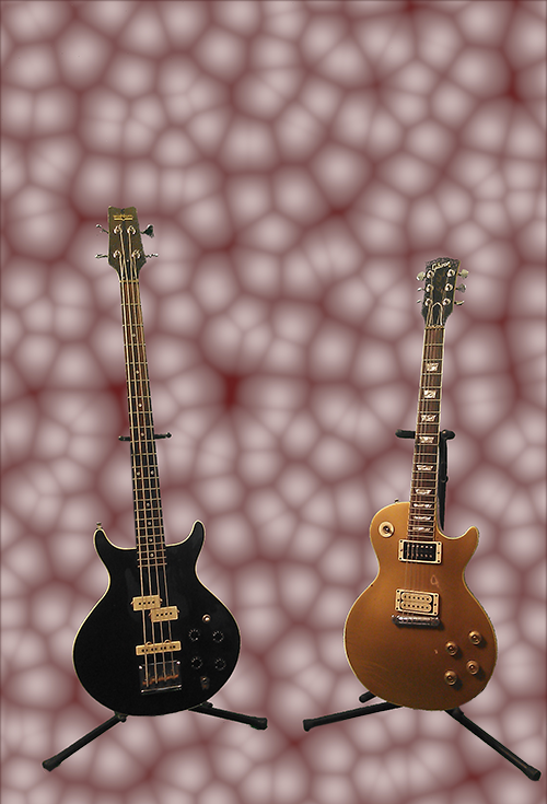  Bob's Washburn bass and Mark's Les Paul Guitar